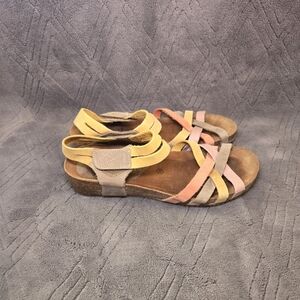 Inter-Bios Womens Sz 8 EU38 Multicolor Walking Outdoor Strappy Wedge Sandals.